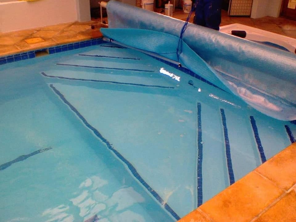 Pool cover installed