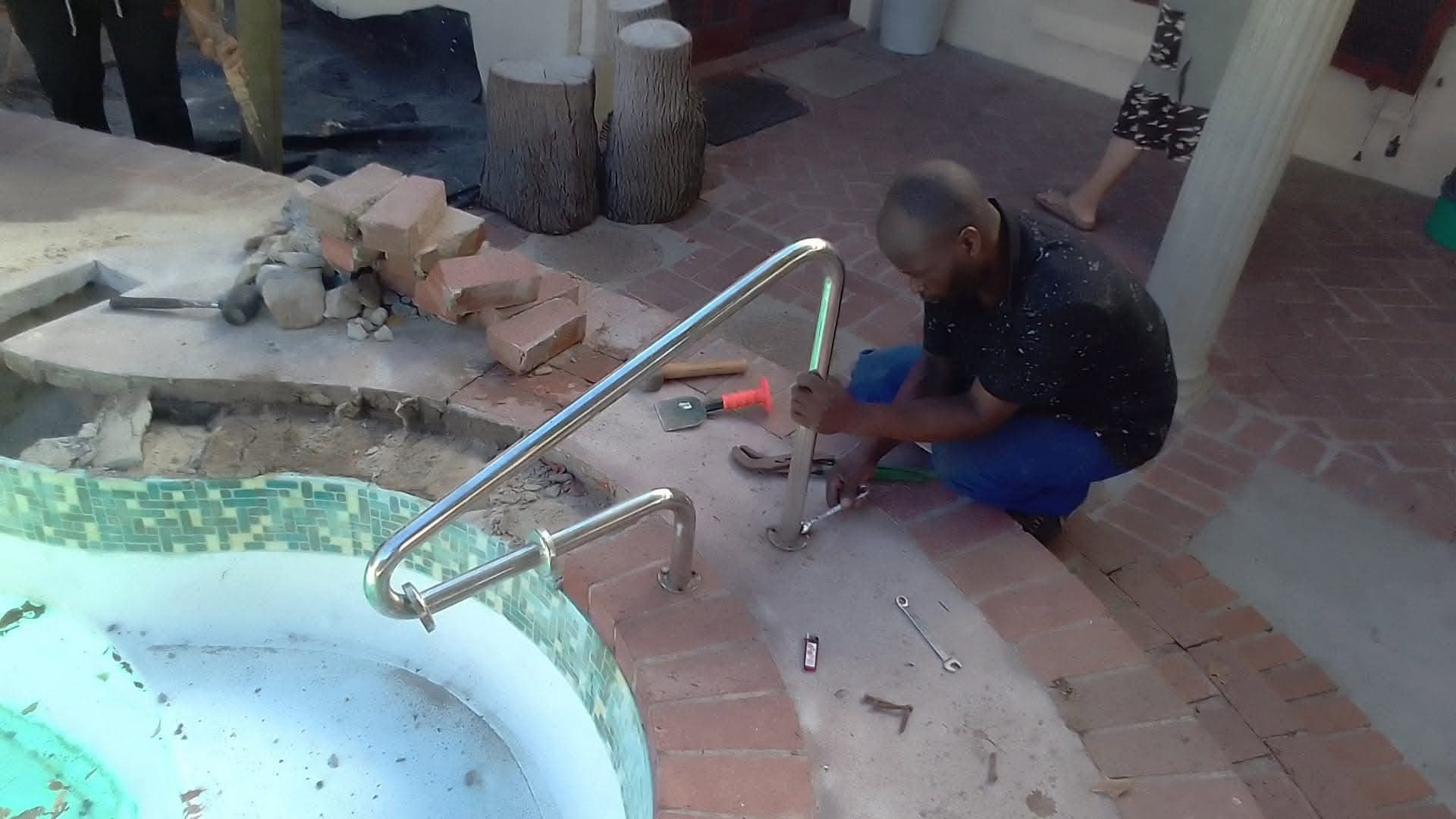 Pool railing installation
